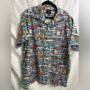Vintage GI Corvette Mustang Chevy Ford Classic cars Men's Hawaiian Shirt Sz XXL